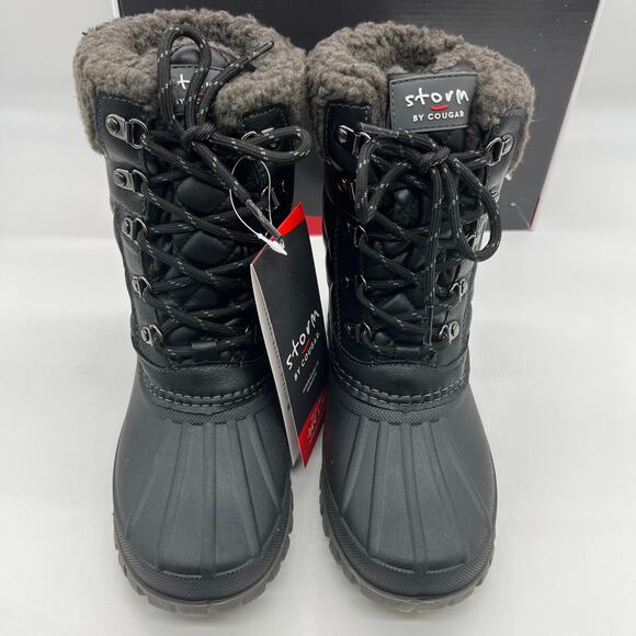 Cougar Waterproof Winter Boots Size 7 Medium Black Quilt Carlisle Lace Up - Picture 5 of 12